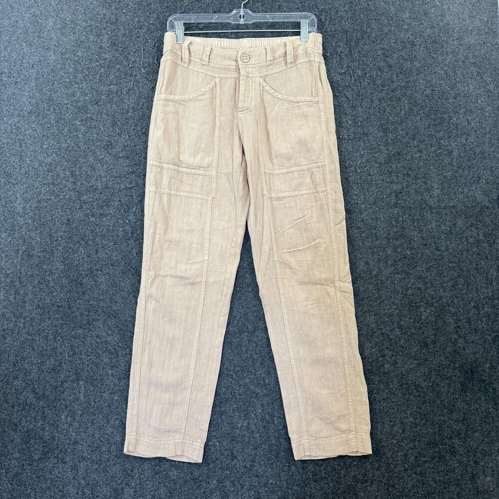 Free People Pants Women's XS Beige Linen Cotton Cargo Utility Lightweight